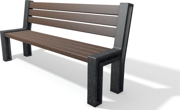 Hyde Park Seat, 1.95m, in Black/Brown Recycled Plastic