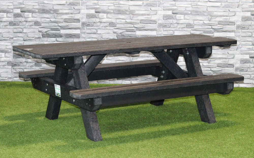 Wheelchair Extended, Heavy Duty, 2.1m A-Frame Picnic Table (6+2) in recycled plastic