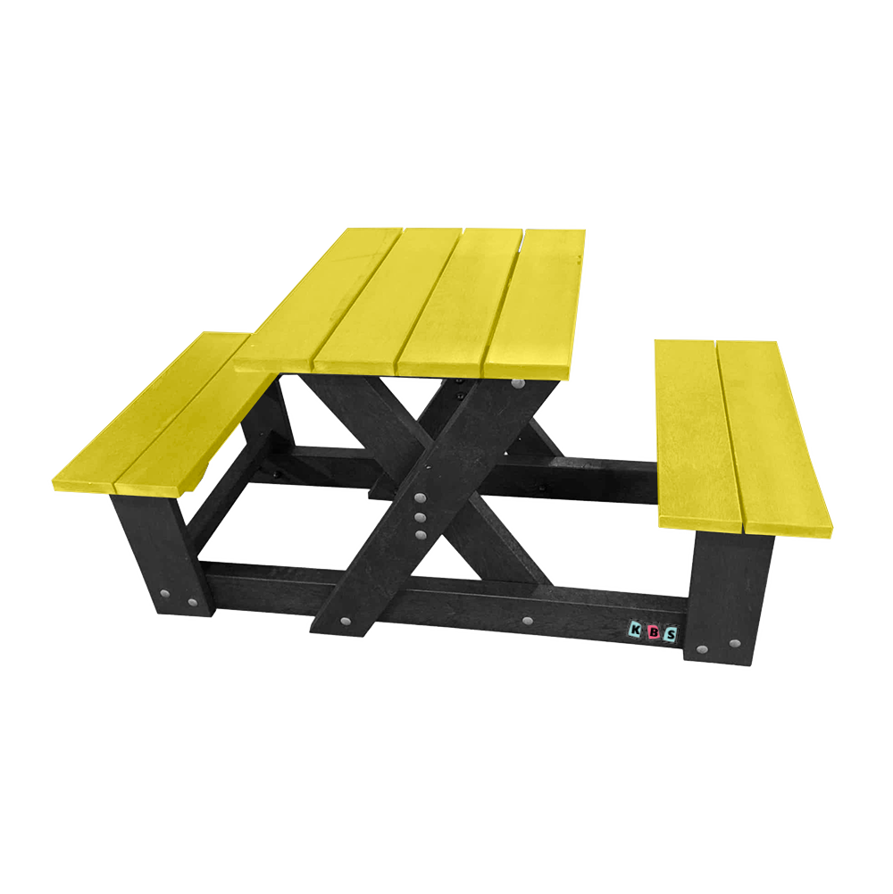 Duo Picnic Table (2 Seater) Black frame with COLOURED slats