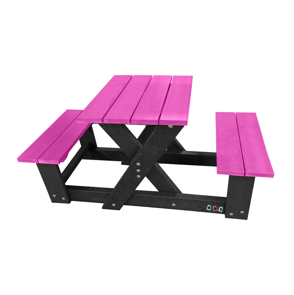 Duo Picnic Table (2 Seater) Black frame with COLOURED slats