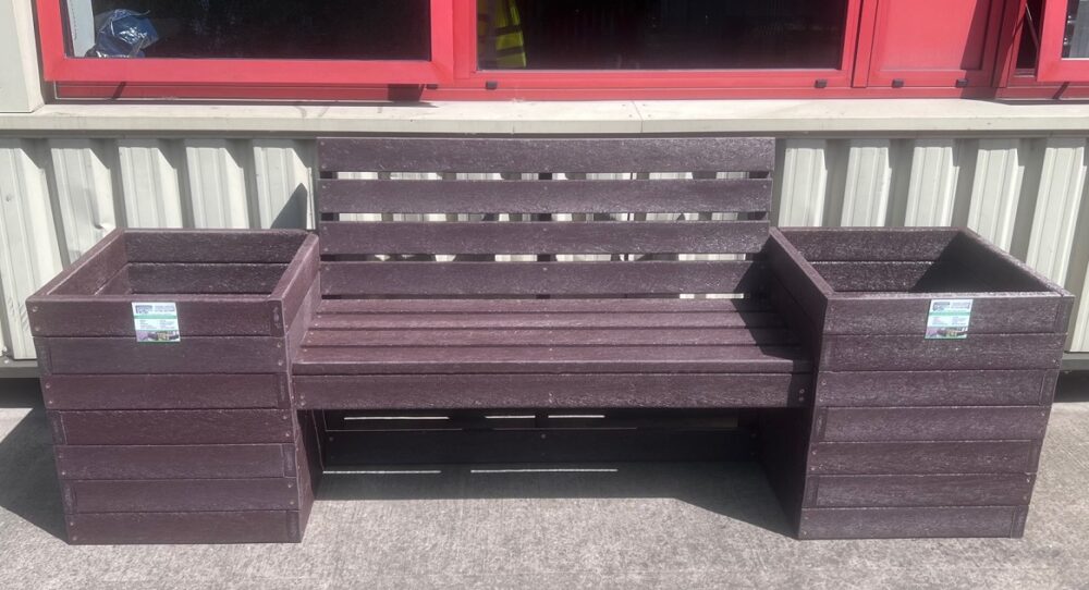 Urban Double Planter and Bench Set 2.5m, in Recycled Plastic