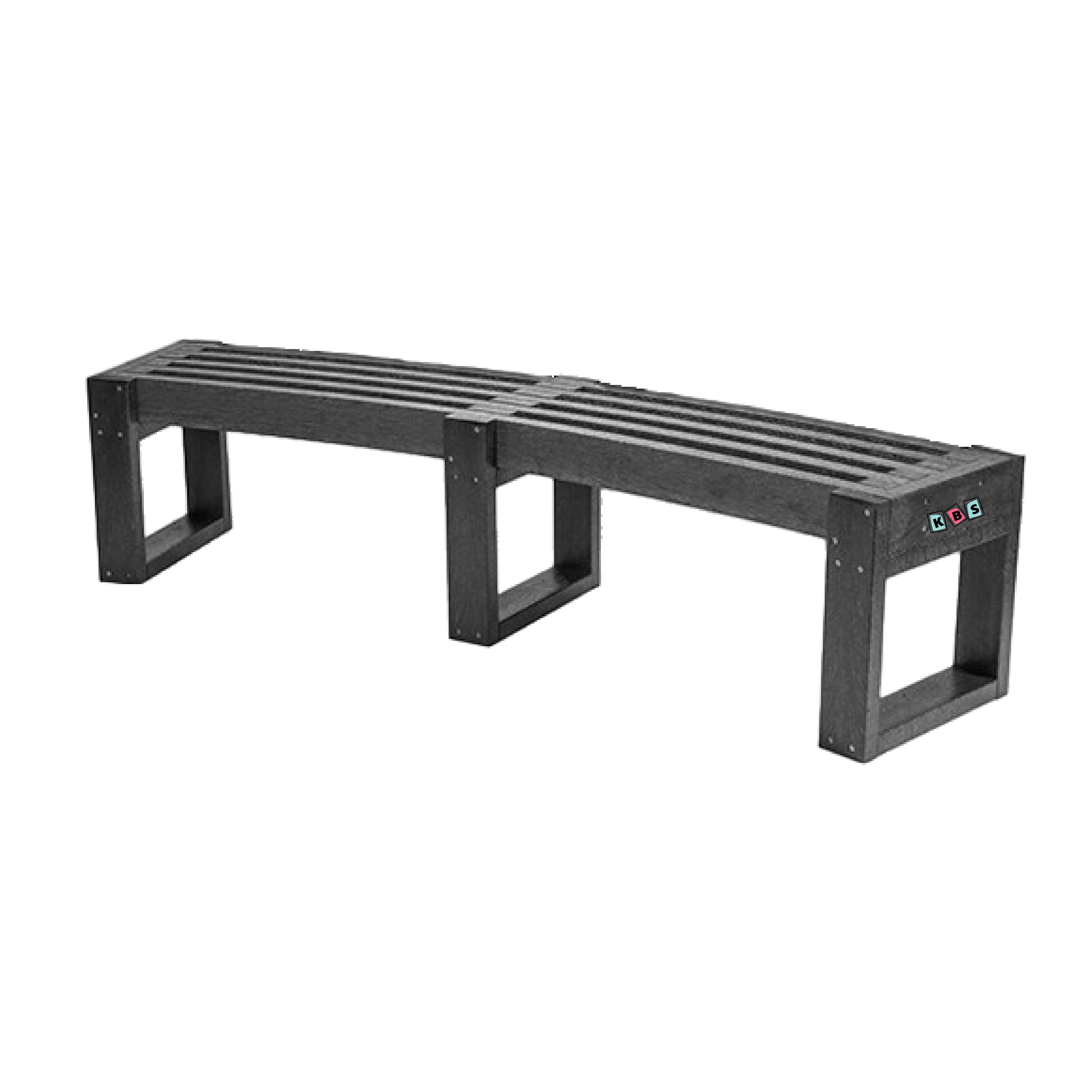 Edge Backless Bench (Curved) 1.8m, in Black Recycled Plastic