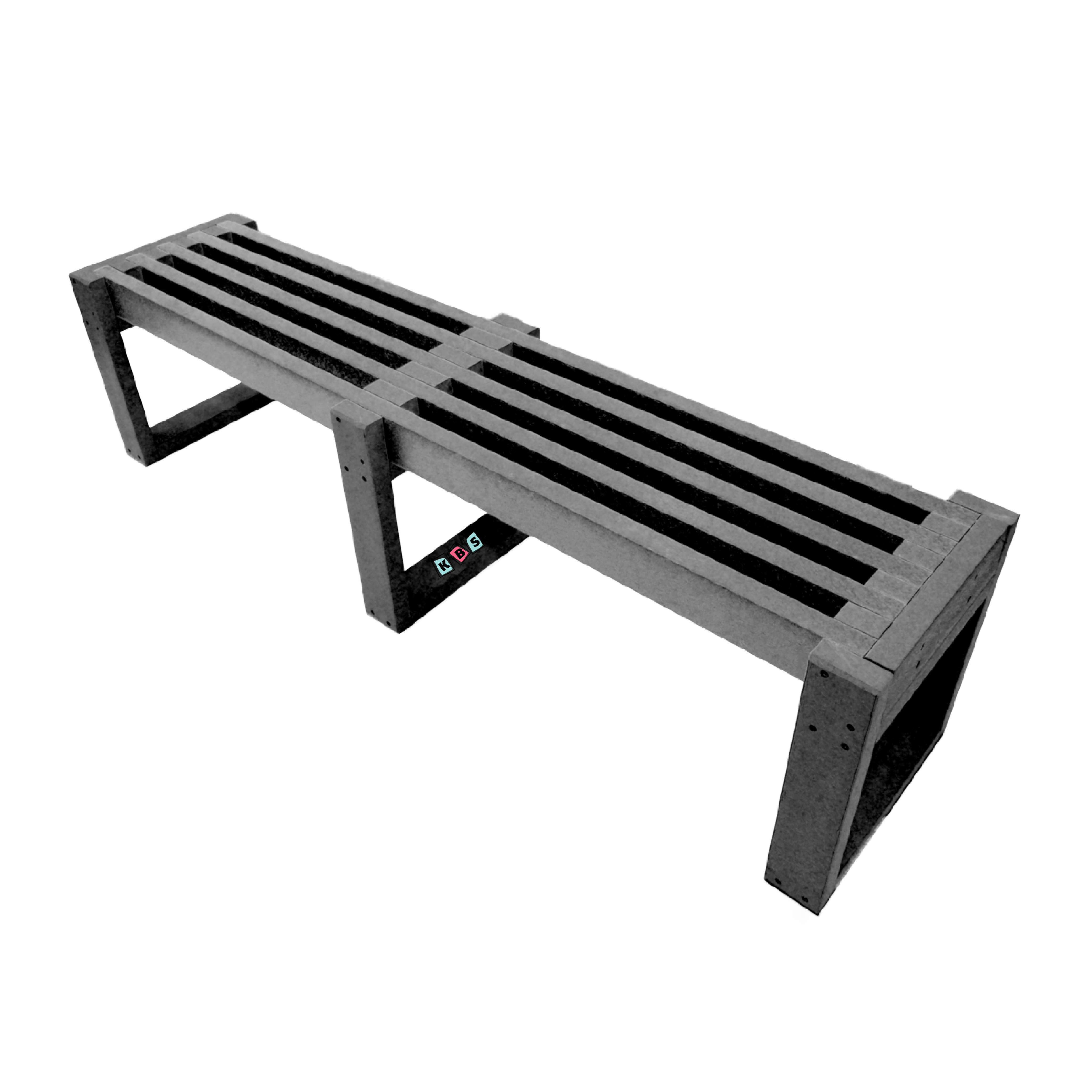 Edge Backless Bench (Straight) 1.8m, in Black Recycled Plastic