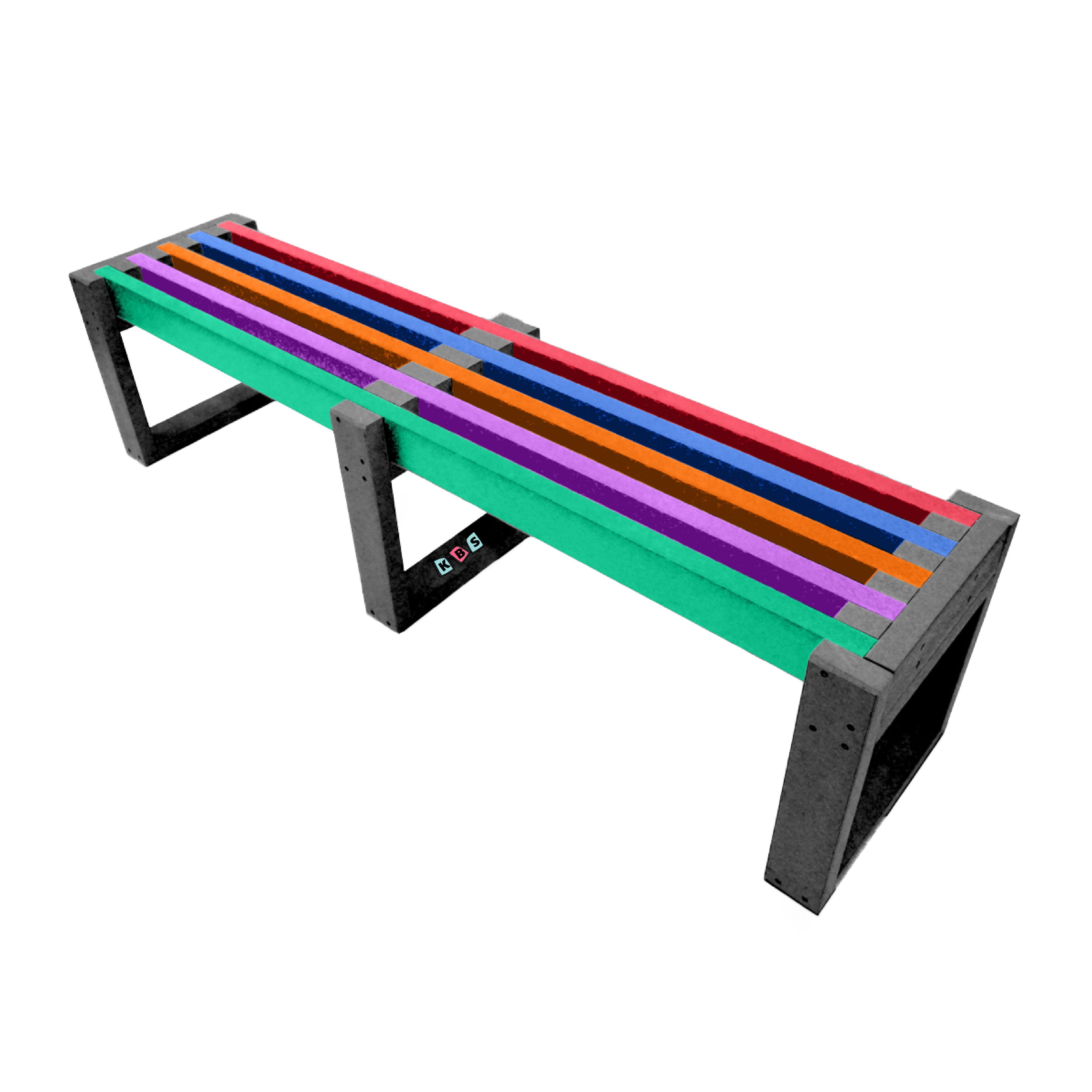 Edge Backless Bench (Straight) 1.8m, in Multi-Coloured Recycled Plastic