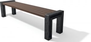 Hyde Park Backless Bench, 1.65m, in Black/Brown Recycled Plastic