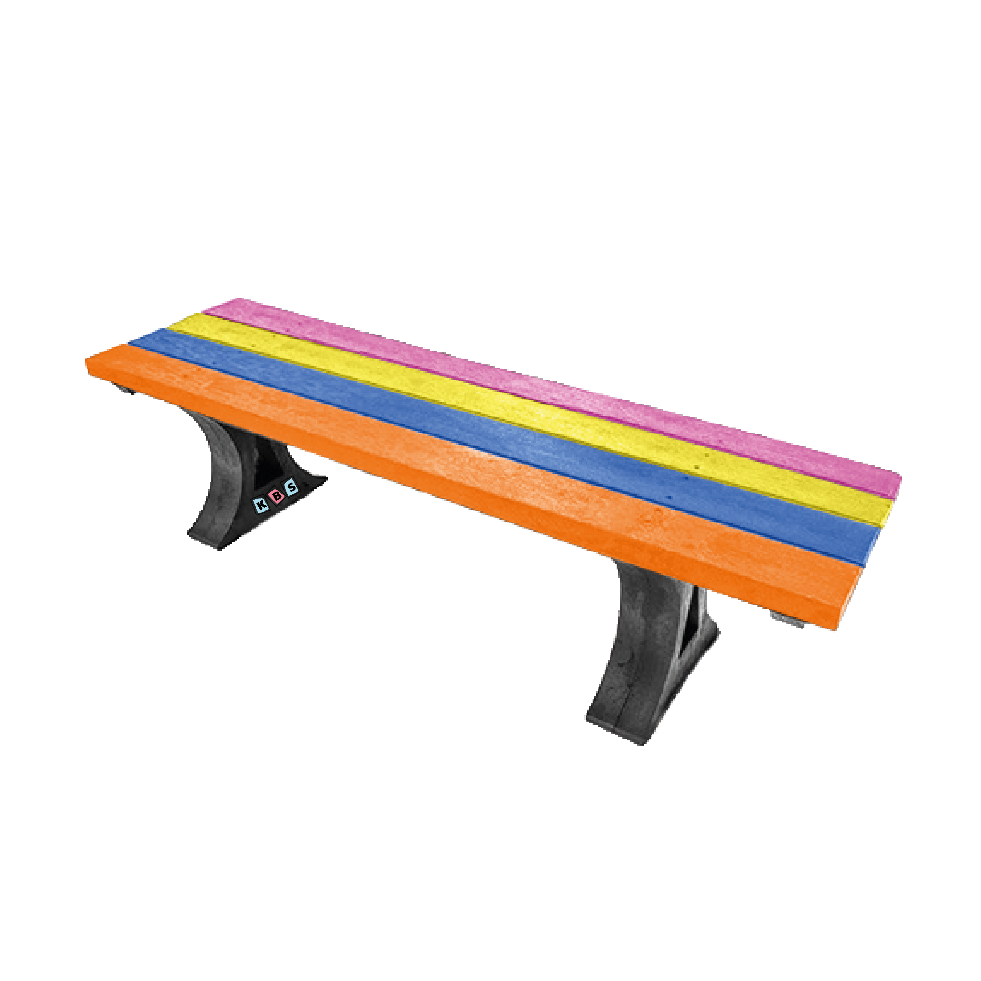 Moulded Backless Bench 1.5m, Multi-Coloured in Recycled Plastic