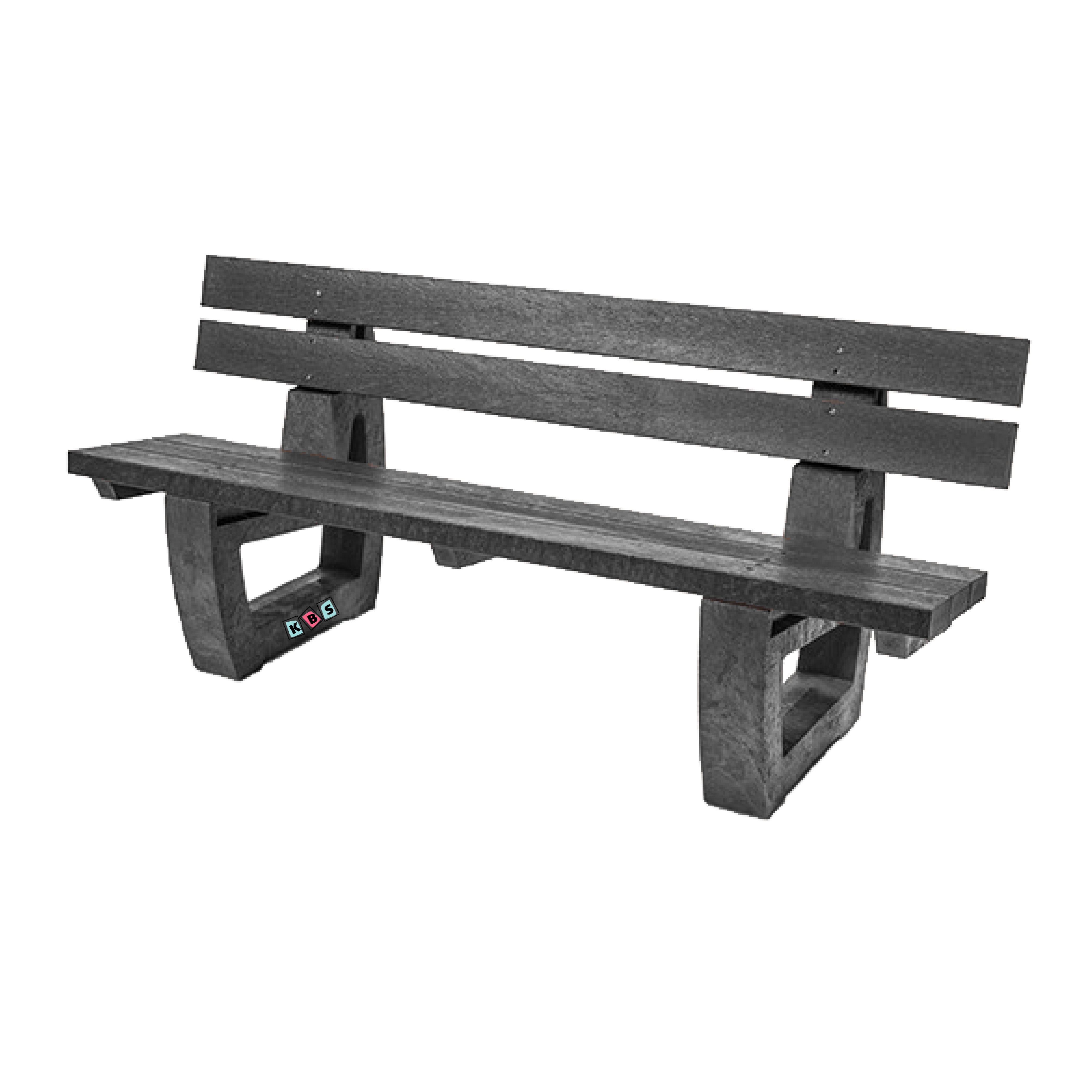 Moulded Seat, 1.8m, in Black Recycled Plastic