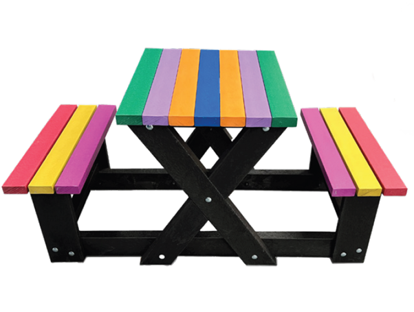 Duo Picnic Table (2 Seater) Black frame with COLOURED slats