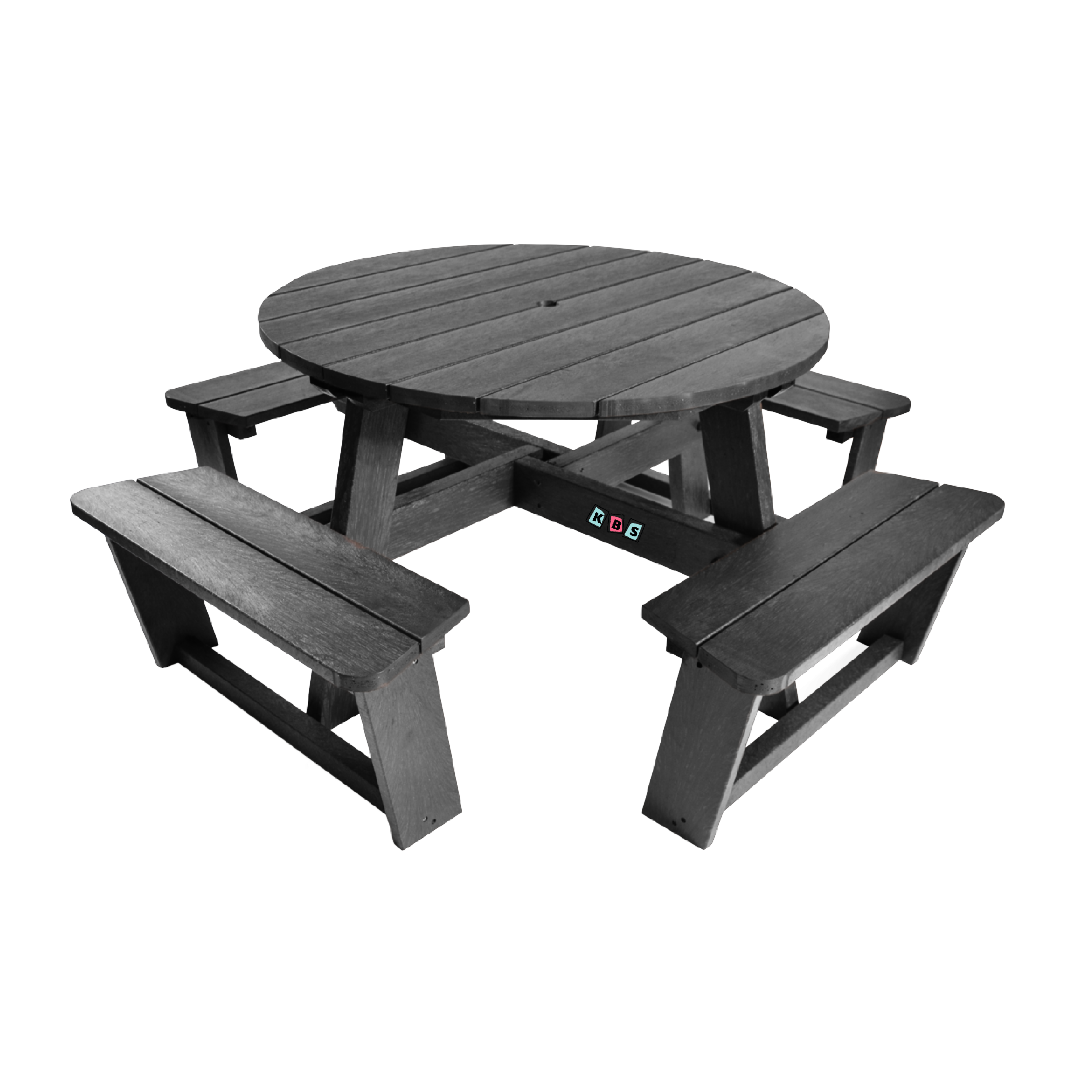 KBS Round Picnic Table 1820mm (8 Seater) in BLACK