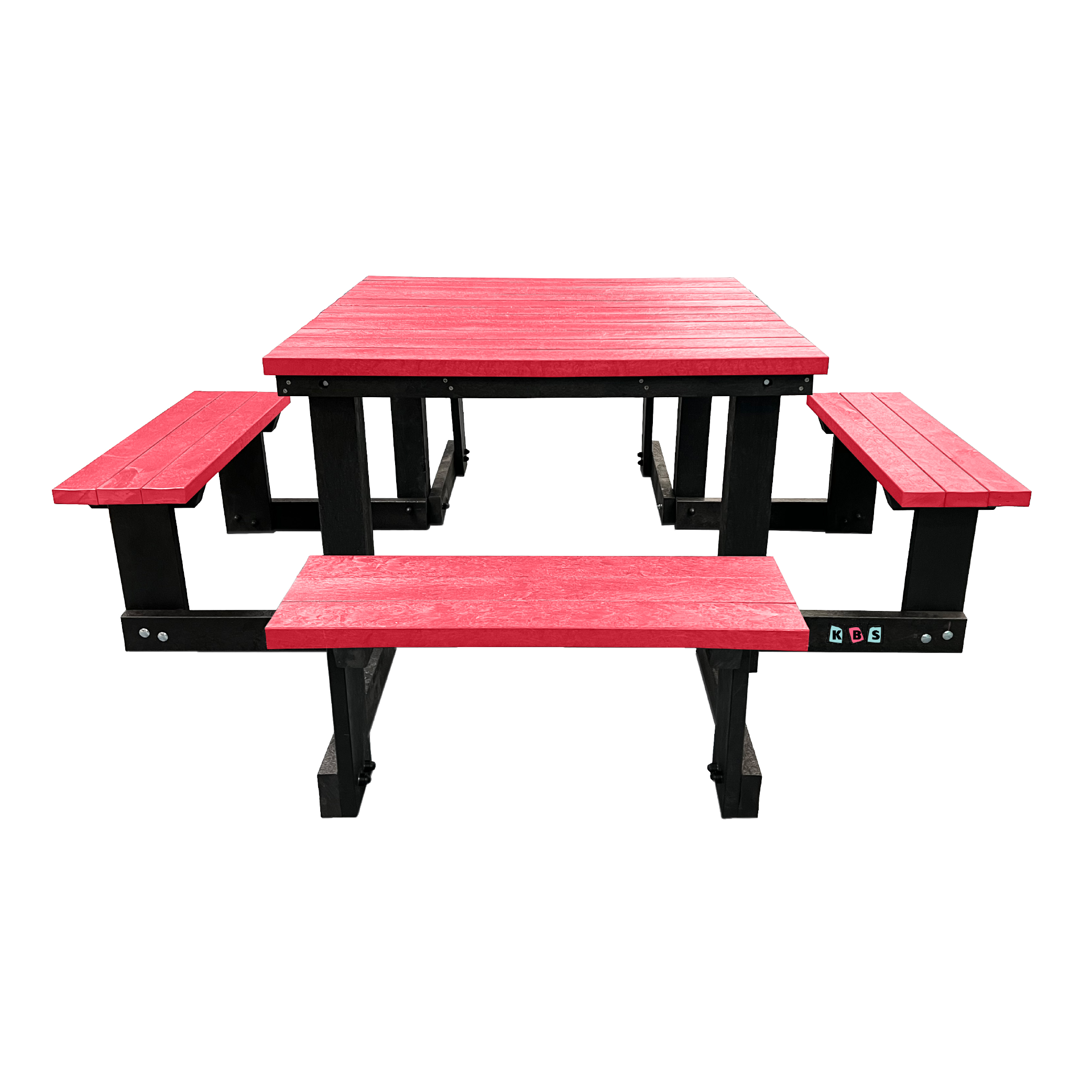 KBS Square Picnic Table (8 Seater) Black frame with COLOURED slats