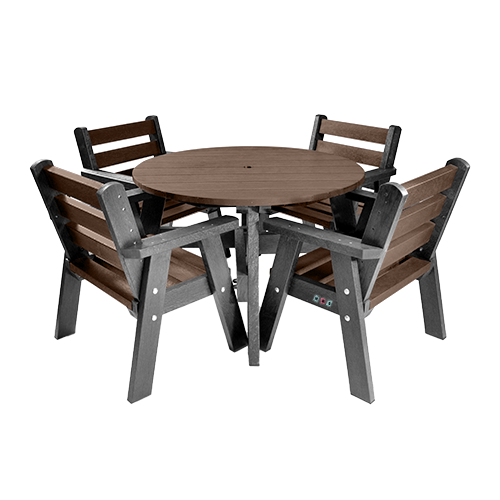 Terrace Table & Chair Set in BROWN (Table + 4 Chairs)