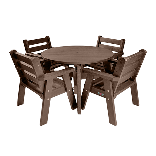 Terrace Table & Chair Set in BROWN (Table + 4 Chairs)