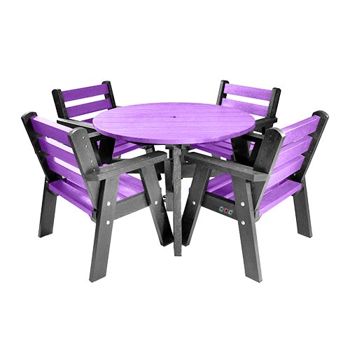 Terrace Table & Chair Set in Multi Coloured Slats (Table + 4 Chairs)