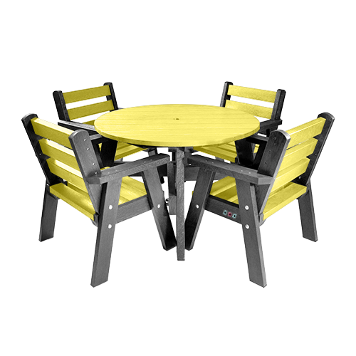 Terrace Table & Chair Set in Multi Coloured Slats (Table + 4 Chairs)